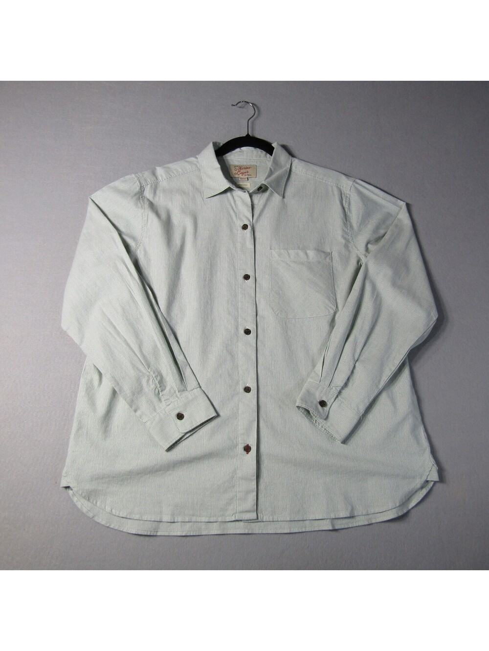 NWT Marine Layer Jane Relaxed California Oxford Woman's M Shirt Green Stripe
